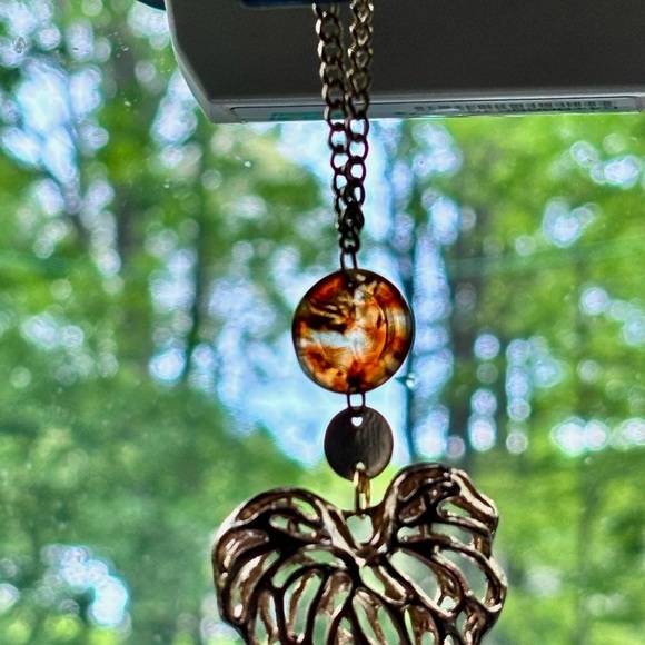 Car charm rear view mirror charm Artistic Heart Pendant with Amber Accent unique - Picture 2 of 4